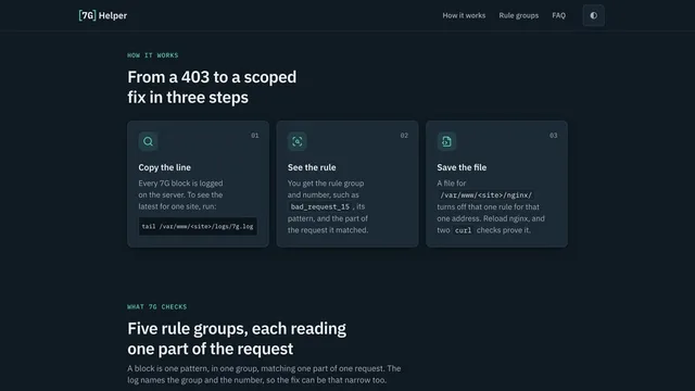 7G Helper — how it works, in three steps