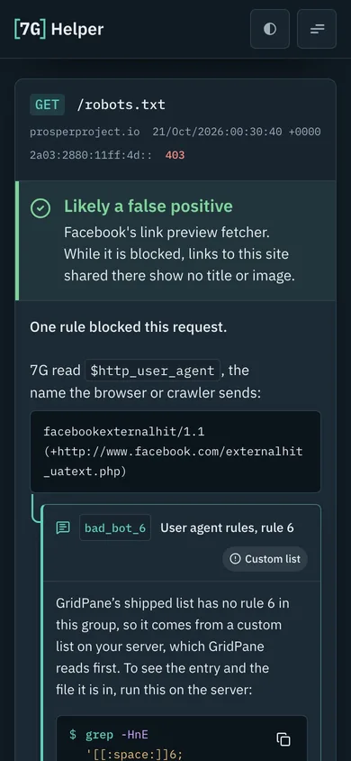 7G Helper — a result on a phone