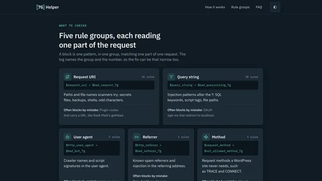 7G Helper — the five rule groups 7G checks