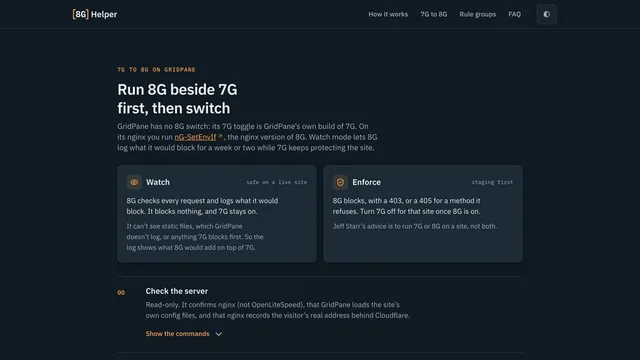 8G Helper — watch mode beside 7G, then enforce
