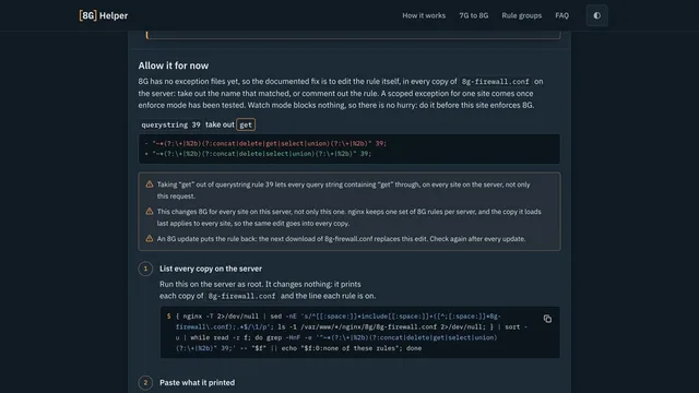 8G Helper — allow it for now, in every copy of the rules