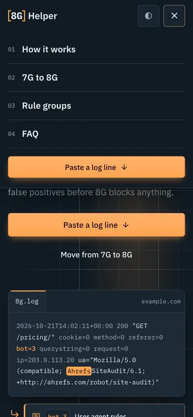 8G Helper — mobile menu