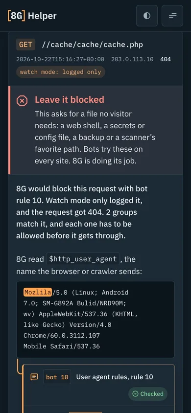 8G Helper — an attack probe on a phone: leave it blocked