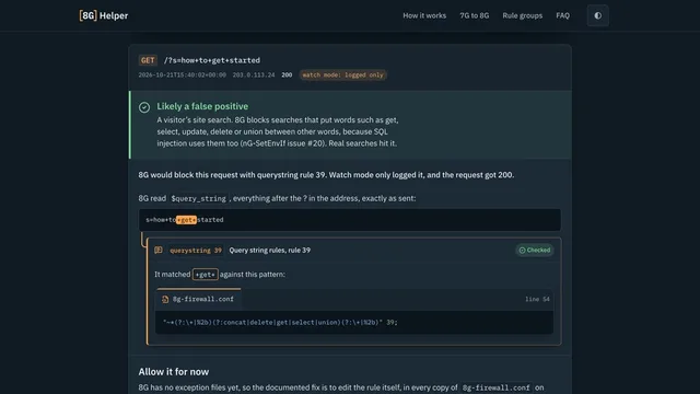 8G Helper — a site search, read as a likely false positive