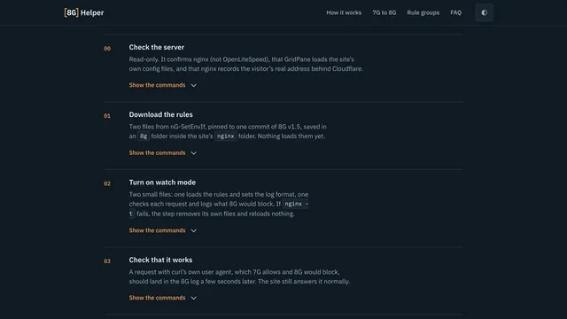 8G Helper — the steps to move a GridPane site to 8G