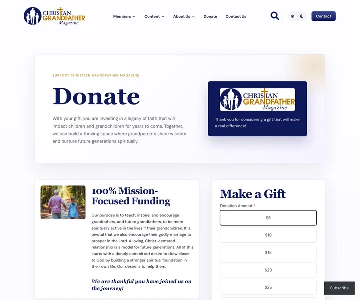 Christian Grandfather Magazine — Donate — Desktop, after