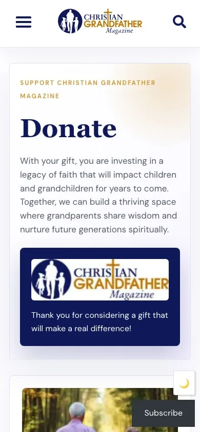 Christian Grandfather Magazine — Donate — Mobile, after