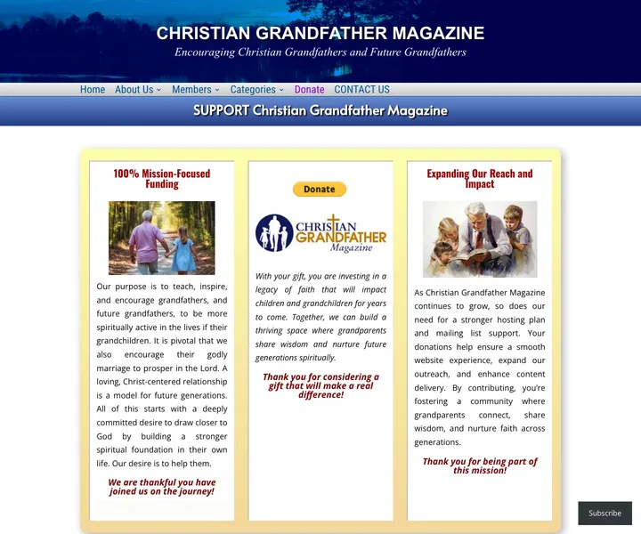 Christian Grandfather Magazine — Donate — Desktop, before