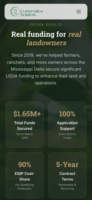 Conservation Solutions — mobile testimonial
