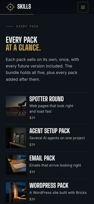 Heavy Artillery Skills — mobile packs