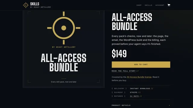 Heavy Artillery Skills — store product page