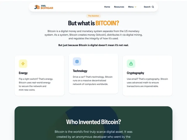 Joel Bomgar — home page, “What is Bitcoin?” section