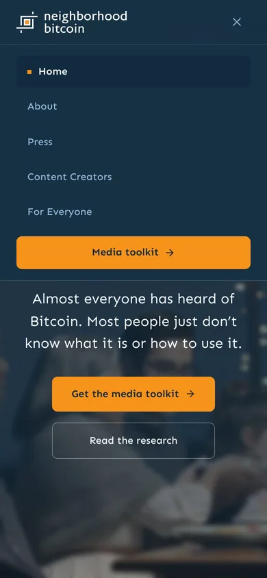 Neighborhood Bitcoin — mobile menu