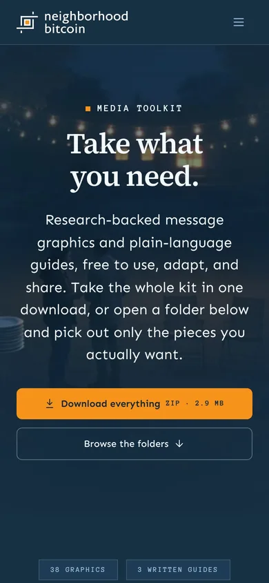 Neighborhood Bitcoin — mobile media toolkit page