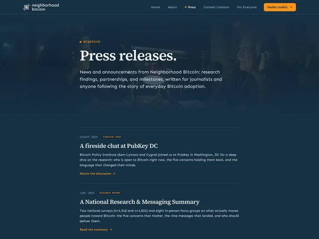 Neighborhood Bitcoin — the press releases page