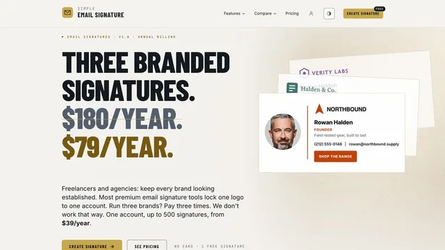Simple Email Signature — home page