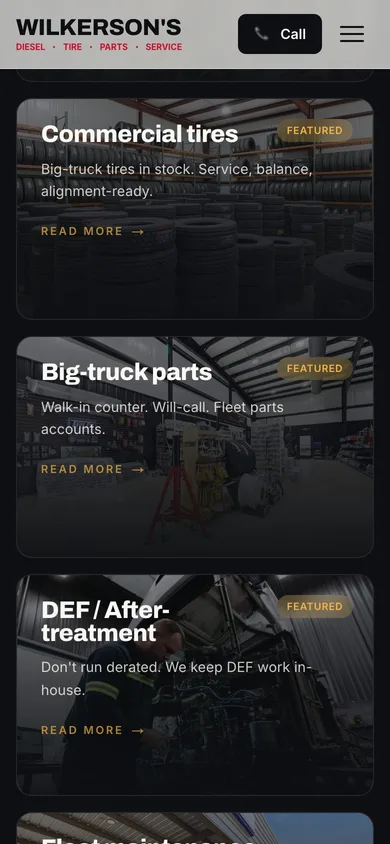Wilkerson's Diesel & Tire — mobile services